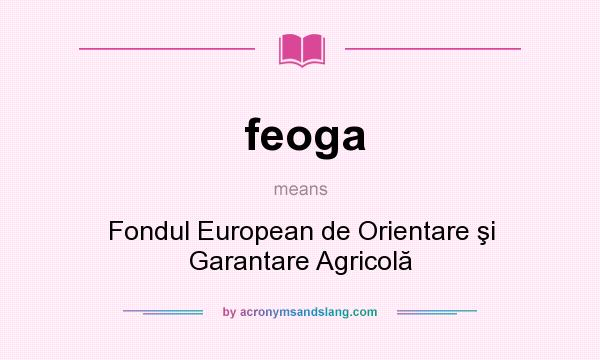 What does feoga mean? It stands for Fondul European de Orientare şi Garantare Agricolă