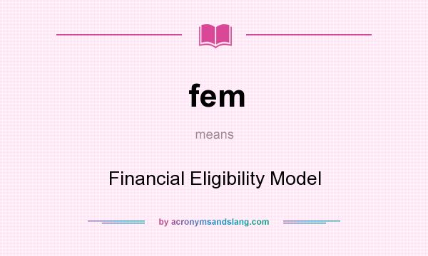 What does fem mean? It stands for Financial Eligibility Model