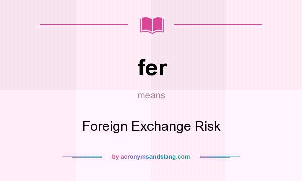 What does fer mean? It stands for Foreign Exchange Risk