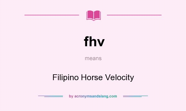 What does fhv mean? It stands for Filipino Horse Velocity