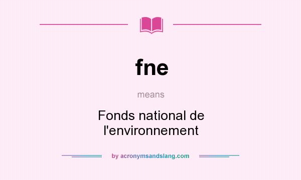 What does fne mean? It stands for Fonds national de l`environnement
