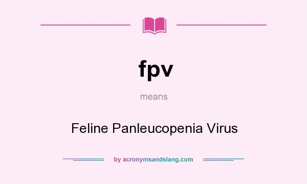 What does fpv mean? It stands for Feline Panleucopenia Virus