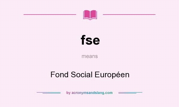 What does fse mean? It stands for Fond Social Européen