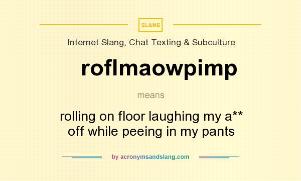 What does roflmaowpimp mean? It stands for rolling on floor laughing my a** off while peeing in my pants