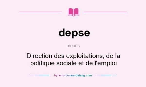 What does depse mean? It stands for Direction des exploitations, de la politique sociale et de l`emploi