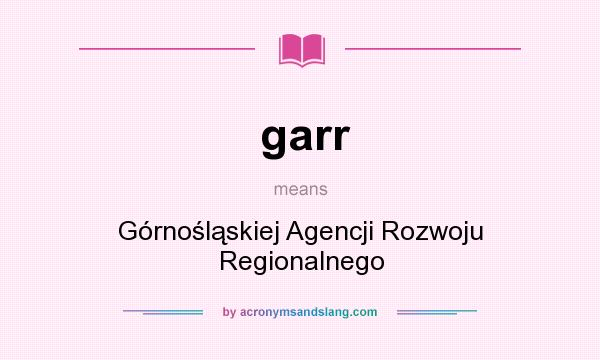 What does garr mean? It stands for Górnośląskiej Agencji Rozwoju Regionalnego