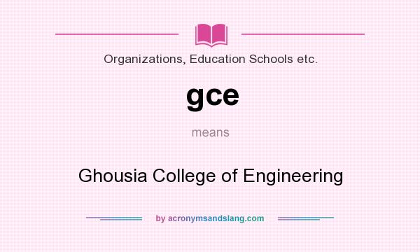 What does gce mean? It stands for Ghousia College of Engineering