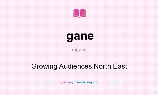 What does gane mean? It stands for Growing Audiences North East