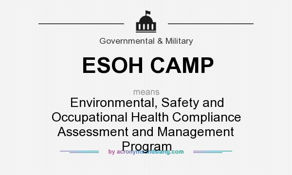 What does ESOH CAMP mean? It stands for Environmental, Safety and Occupational Health Compliance Assessment and Management Program