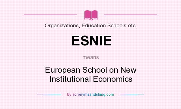 What does ESNIE mean? It stands for European School on New Institutional Economics