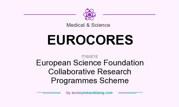 What does EUROCORES mean? It stands for European Science Foundation Collaborative Research Programmes Scheme