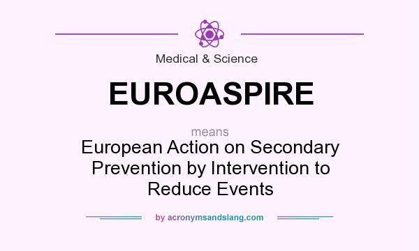 What does EUROASPIRE mean? It stands for European Action on Secondary Prevention by Intervention to Reduce Events