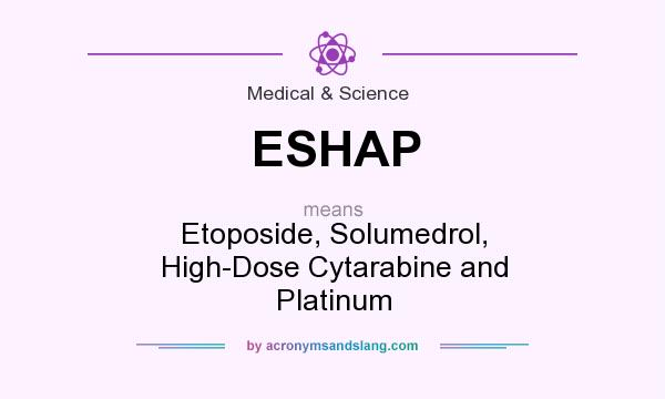 What does ESHAP mean? It stands for Etoposide, Solumedrol, High-Dose Cytarabine and Platinum