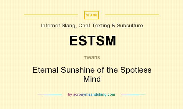 What does ESTSM mean? It stands for Eternal Sunshine of the Spotless Mind