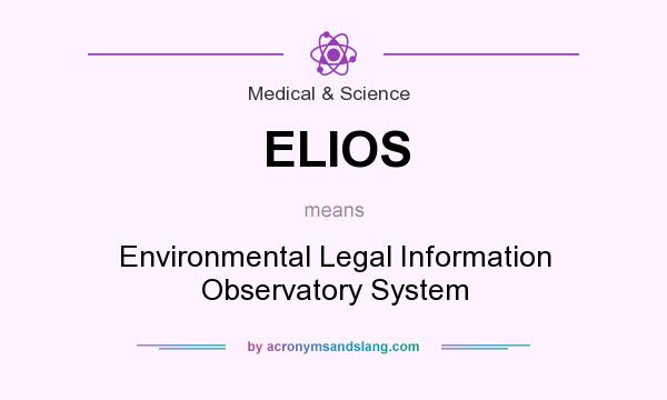 What does ELIOS mean? It stands for Environmental Legal Information Observatory System