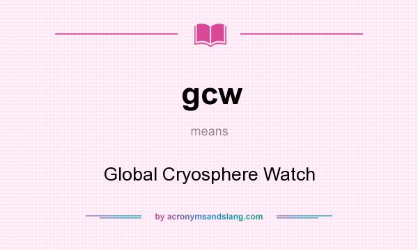 What does gcw mean? It stands for Global Cryosphere Watch