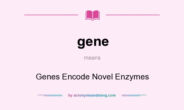 What does gene mean? It stands for Genes Encode Novel Enzymes