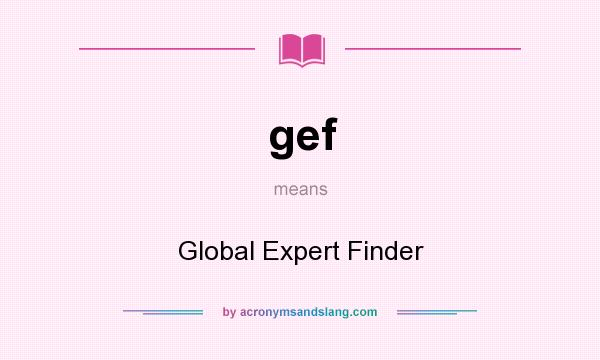 What does gef mean? It stands for Global Expert Finder