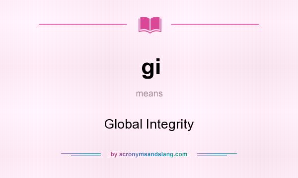 What does gi mean? It stands for Global Integrity