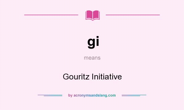 What does gi mean? It stands for Gouritz Initiative