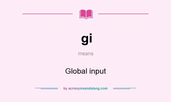 What does gi mean? It stands for Global input