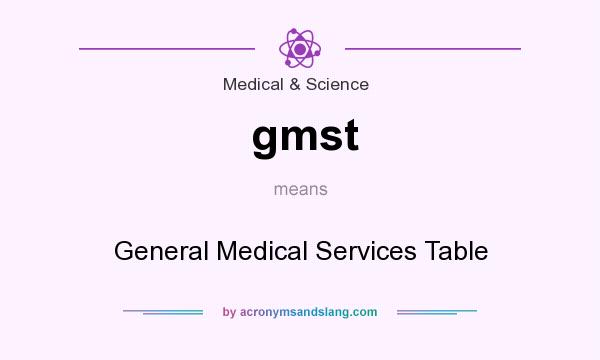 What does gmst mean? It stands for General Medical Services Table