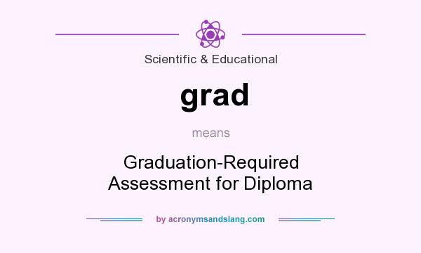 What does grad mean? It stands for Graduation-Required Assessment for Diploma