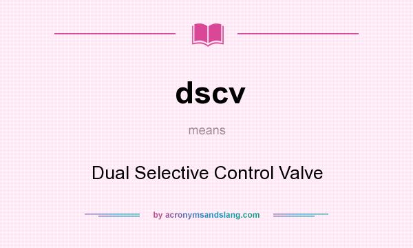 What does dscv mean? It stands for Dual Selective Control Valve