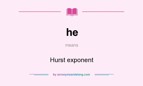 What does he mean? It stands for Hurst exponent