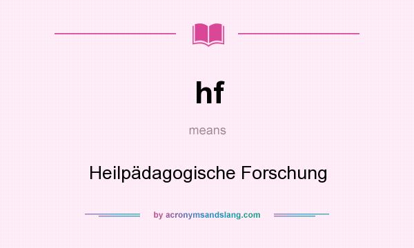 What does hf mean? It stands for Heilpädagogische Forschung