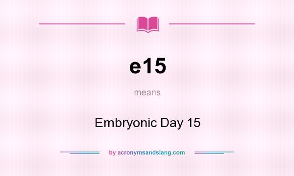 What does e15 mean? It stands for Embryonic Day 15