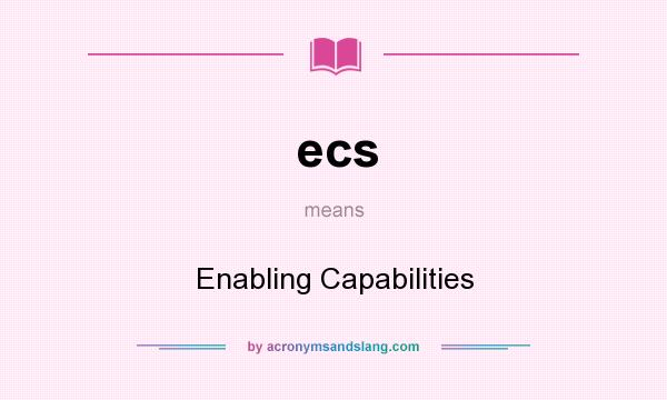 What does ecs mean? It stands for Enabling Capabilities