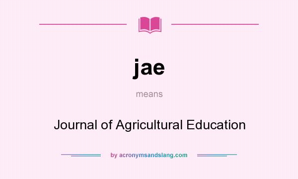 What does jae mean? It stands for Journal of Agricultural Education