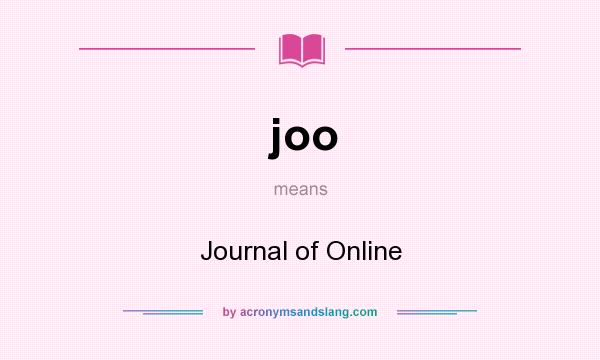 What does joo mean? It stands for Journal of Online