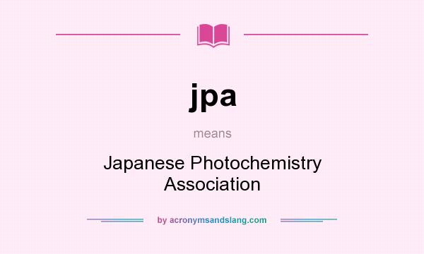 What does jpa mean? It stands for Japanese Photochemistry Association