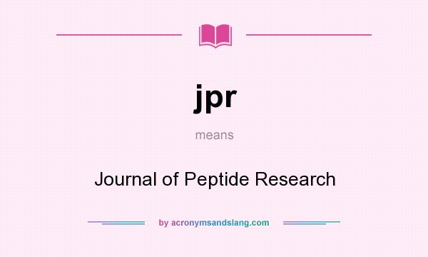 What does jpr mean? It stands for Journal of Peptide Research