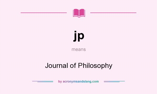 What does jp mean? It stands for Journal of Philosophy