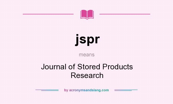 What does jspr mean? It stands for Journal of Stored Products Research