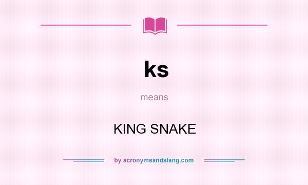 What does ks mean? It stands for KING SNAKE