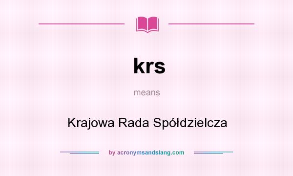 What does krs mean? It stands for Krajowa Rada Spółdzielcza