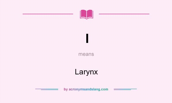 What does l mean? It stands for Larynx