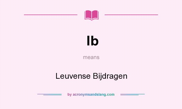 What does lb mean? It stands for Leuvense Bijdragen