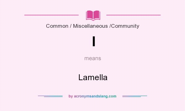What does l mean? It stands for Lamella