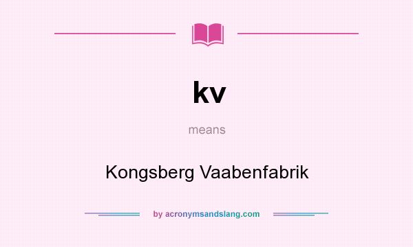 What does kv mean? It stands for Kongsberg Vaabenfabrik