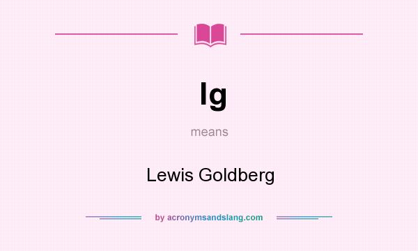 What does lg mean? It stands for Lewis Goldberg