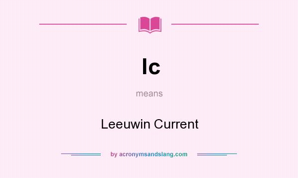 What does lc mean? It stands for Leeuwin Current