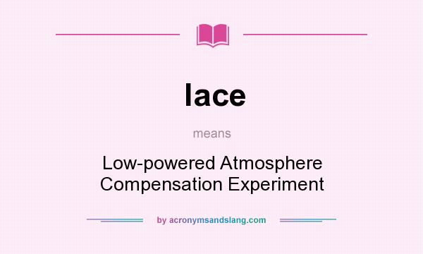 What does lace mean? It stands for Low-powered Atmosphere Compensation Experiment