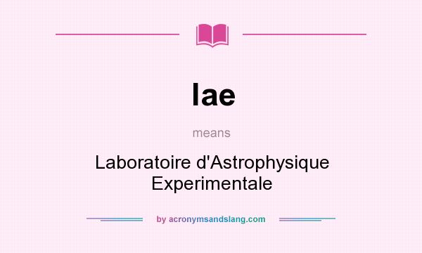 What does lae mean? It stands for Laboratoire d`Astrophysique Experimentale
