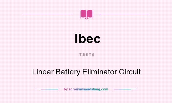 What does lbec mean? It stands for Linear Battery Eliminator Circuit