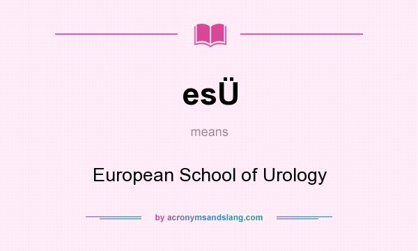 What does esÜ mean? It stands for European School of Urology